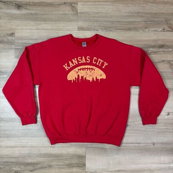 Kansas City Chiefs Football Graphic Crewneck Sweatshirt Red Size Large Unisex - Picture 1 of 4